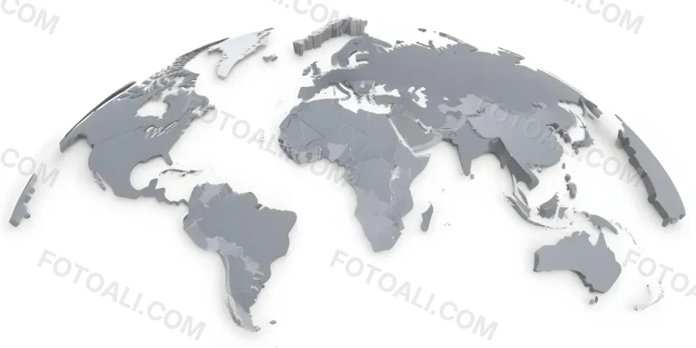 3d Model World Map With Continents In Gray And White Centered On Africa And Europe With A Curved Perspective Simple And Minimalist Design Figure Octane Render Volumetric Highly Detailed Videogame Aesthetic 14 8819