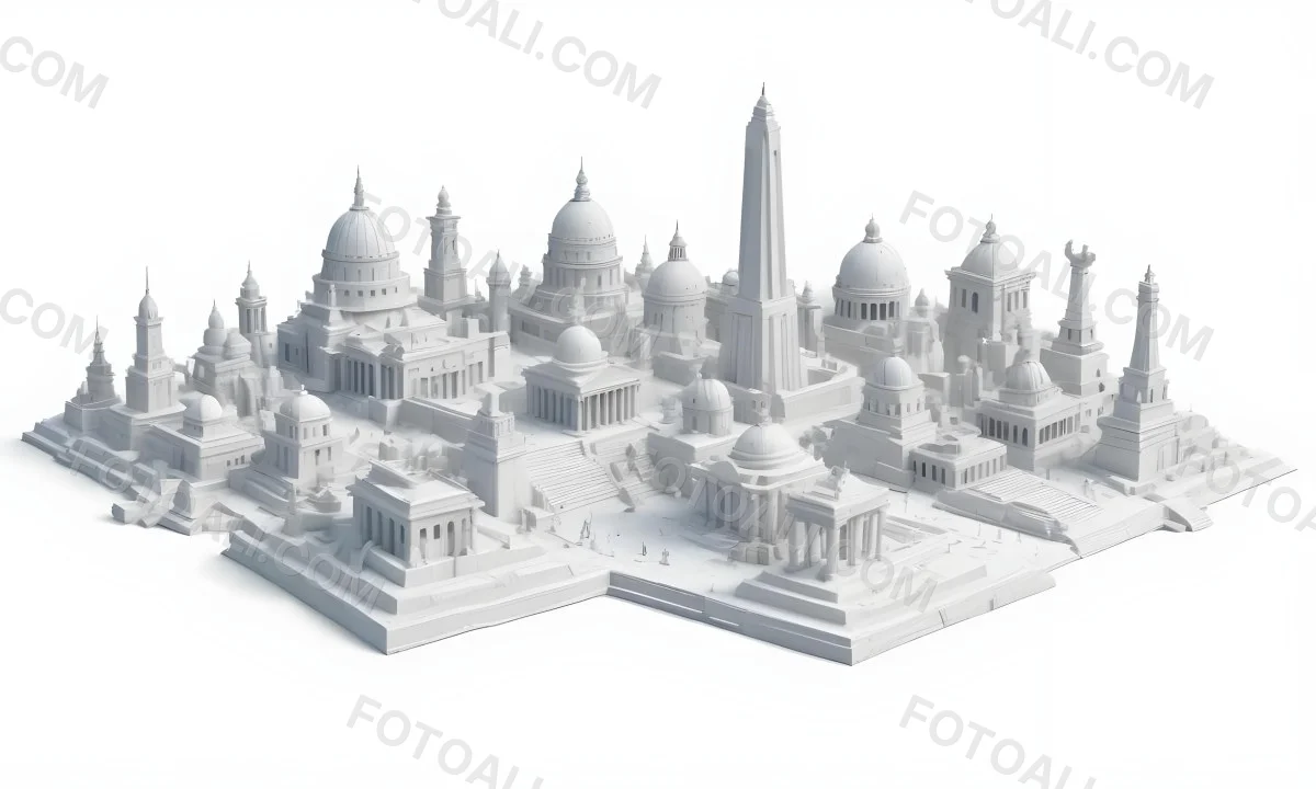3d Model World Monuments In White Background Figure Octane Render Volumetric Highly Detailed Videogame Aesthetic 23 08ef