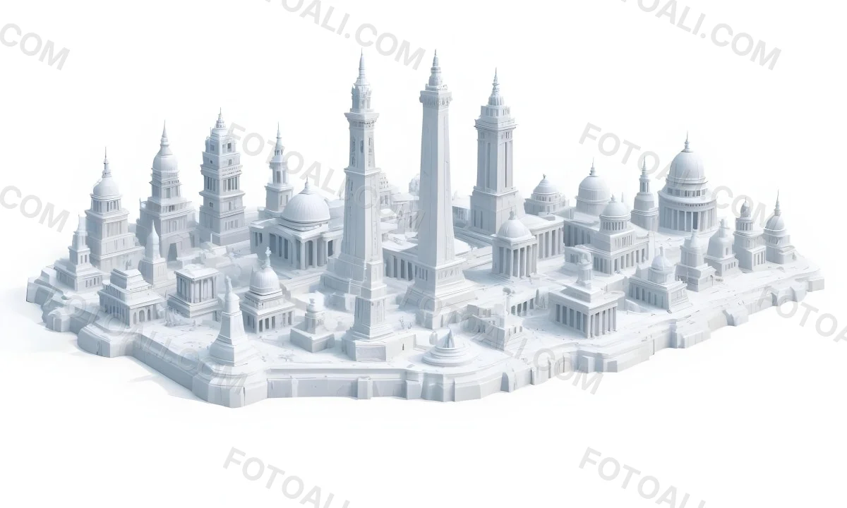 3d Model World Monuments In White Background Figure Octane Render Volumetric Highly Detailed Videogame Aesthetic 7 A30d