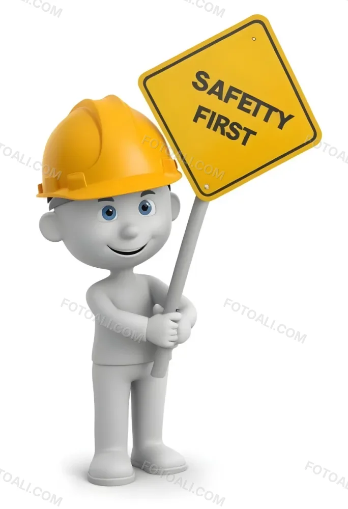 A 3d Cartoon Character Wearing A Hard Hat And Holding A Safety First Sign 9 15bc