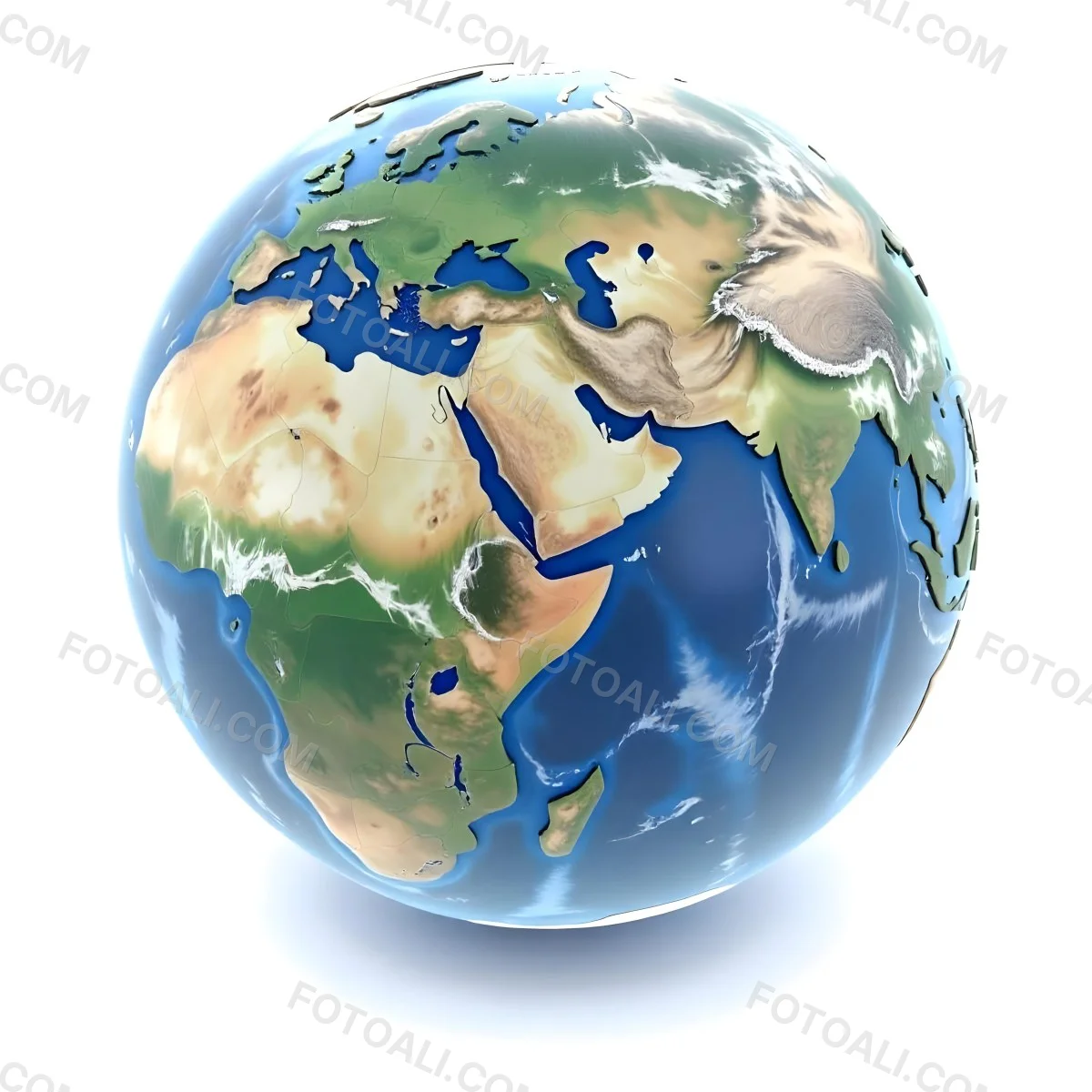 A 3d Render Of Planet Earth With Visible Continents Oceans And Cloud Cover Set Against A Plain White Background 10 E77d