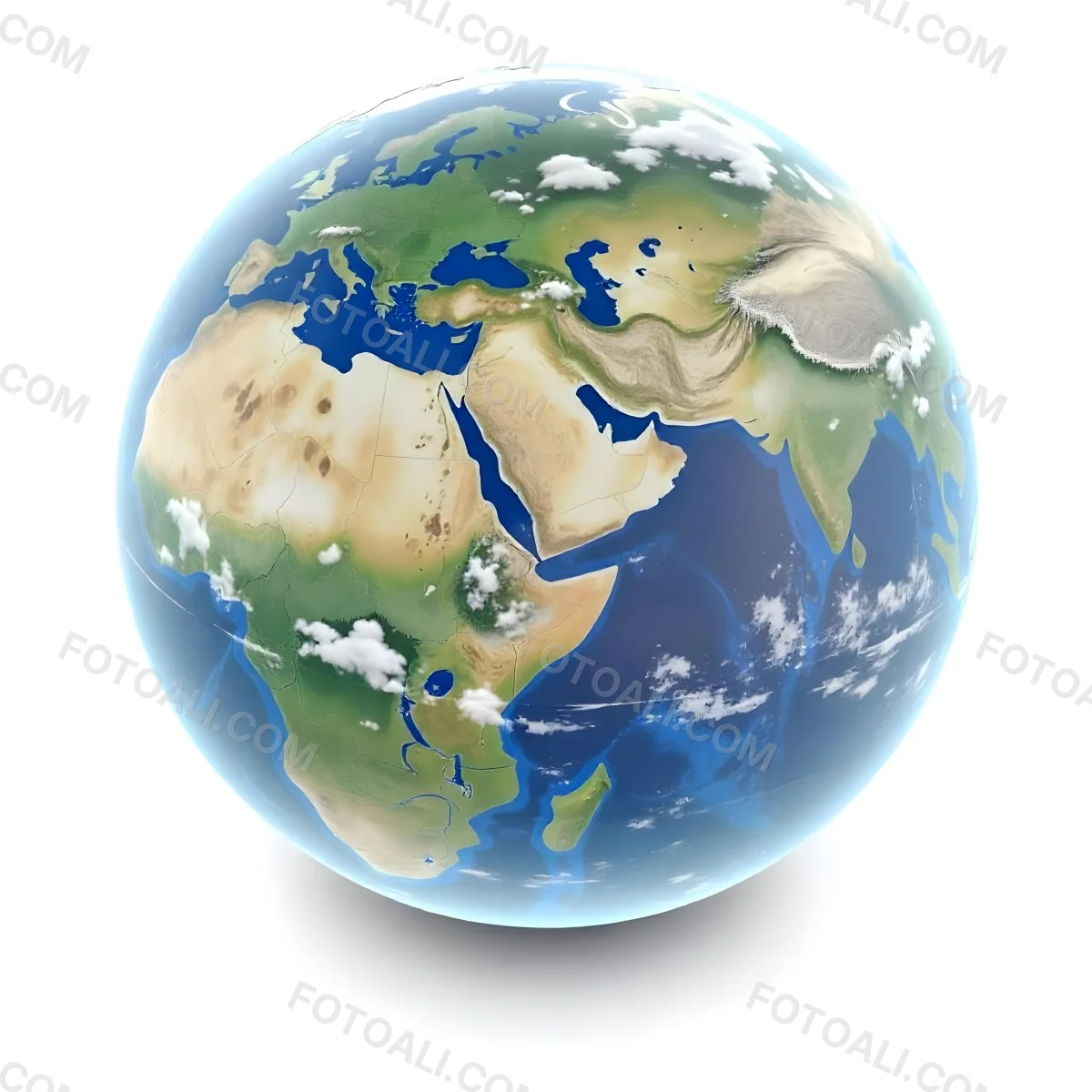 A 3d Render Of Planet Earth With Visible Continents Oceans And Cloud Cover Set Against A Plain White Background 12 7e34