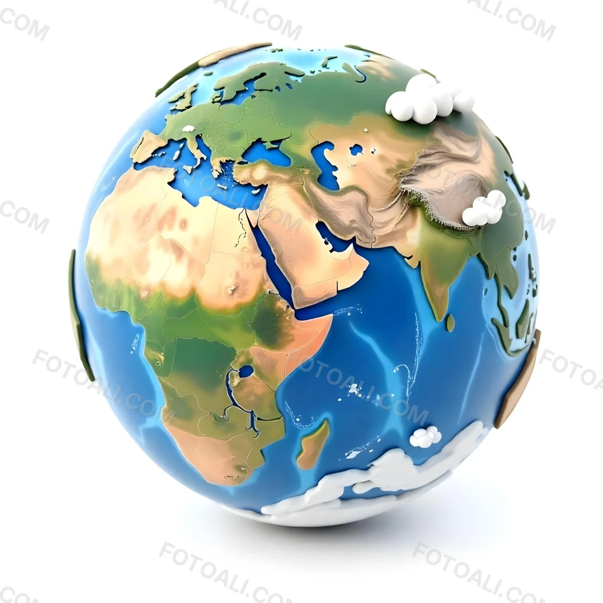 A 3d Render Of Planet Earth With Visible Continents Oceans And Cloud Cover Set Against A Plain White Background 22 F8ee