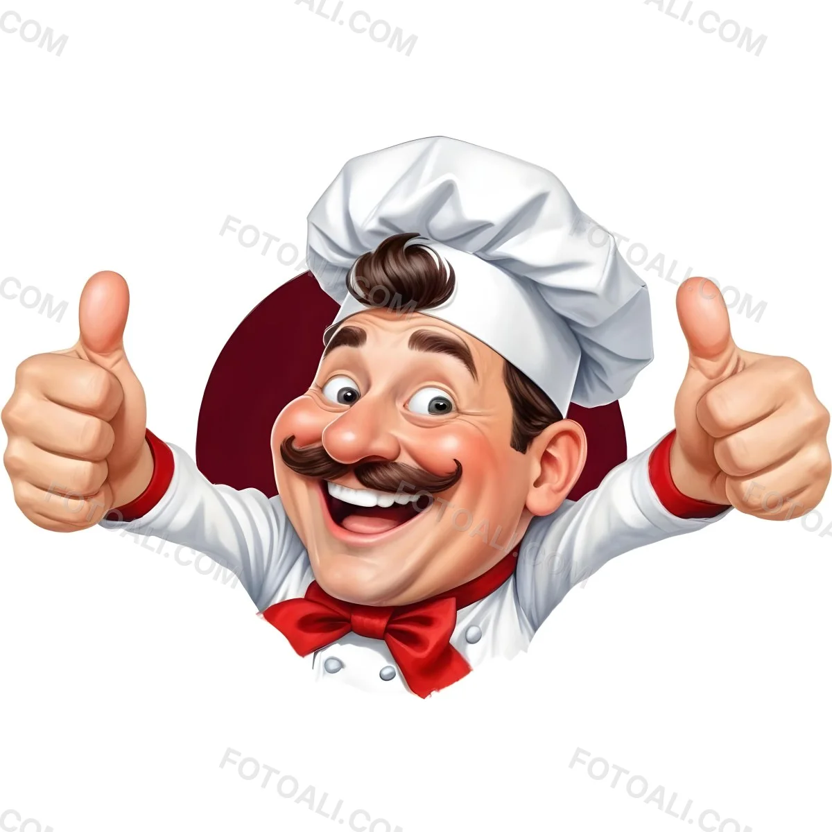 A 40 Year Old White Man With A Chef Hat And Mustache Doing A Thumbs Up With A Red Bowtie In A White Background 7 A92b