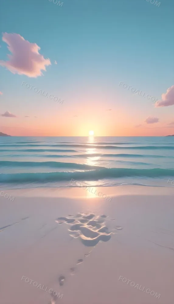 A Beach With White Sand And A Calm Turquoise Sea Under A Pastel Colored Sky At Sunset 22 Ed91