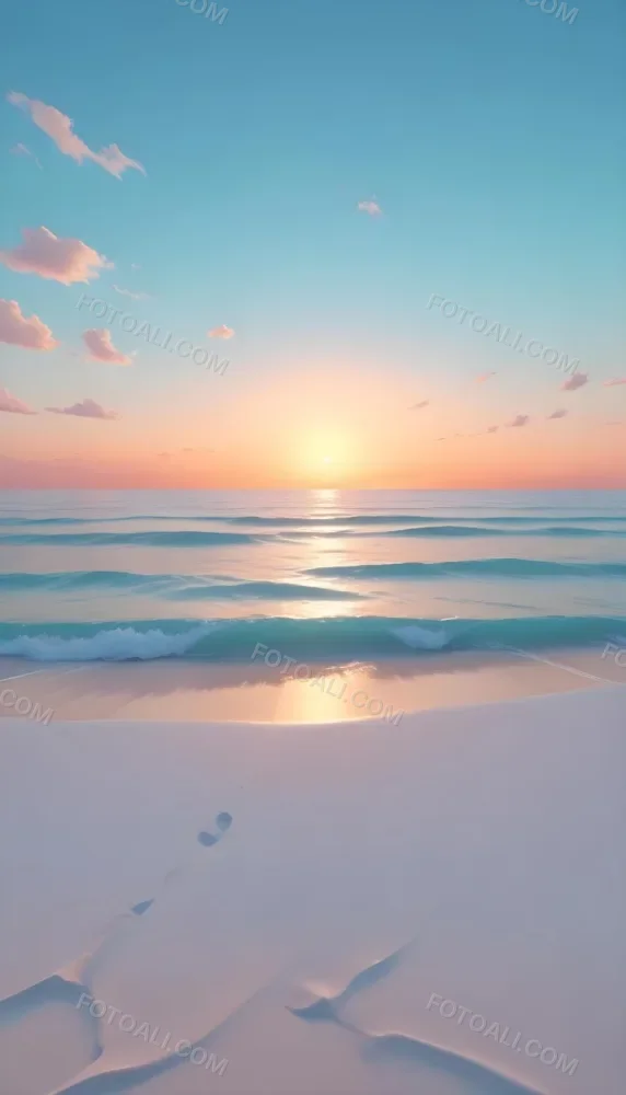 A Beach With White Sand And A Calm Turquoise Sea Under A Pastel Colored Sky At Sunset 5 F0ba