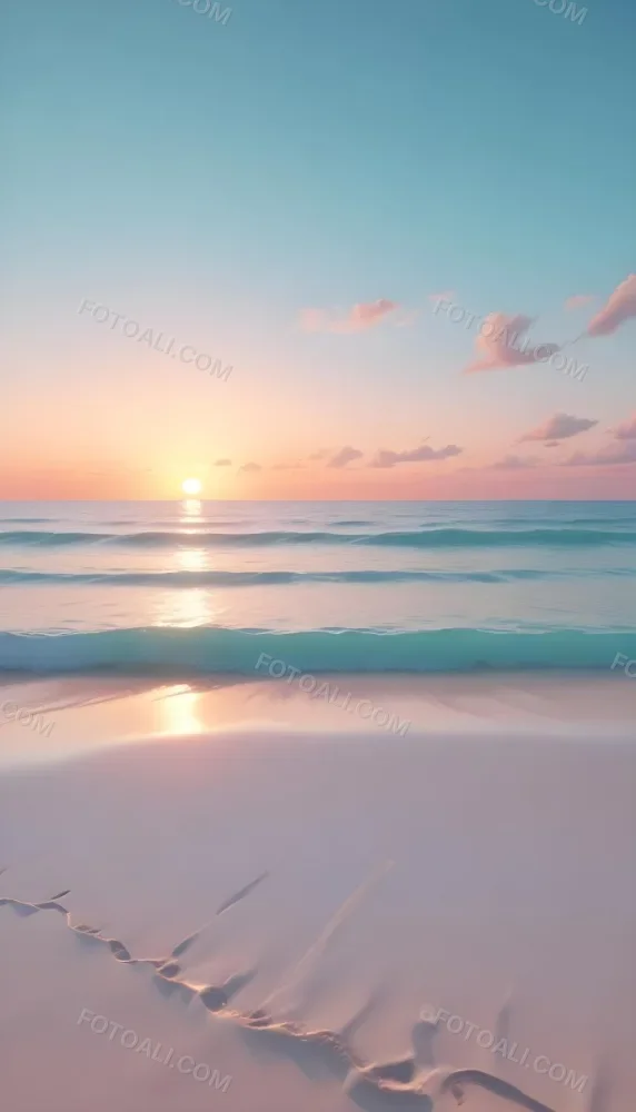 A Beach With White Sand And A Calm Turquoise Sea Under A Pastel Colored Sky At Sunset 7 6303