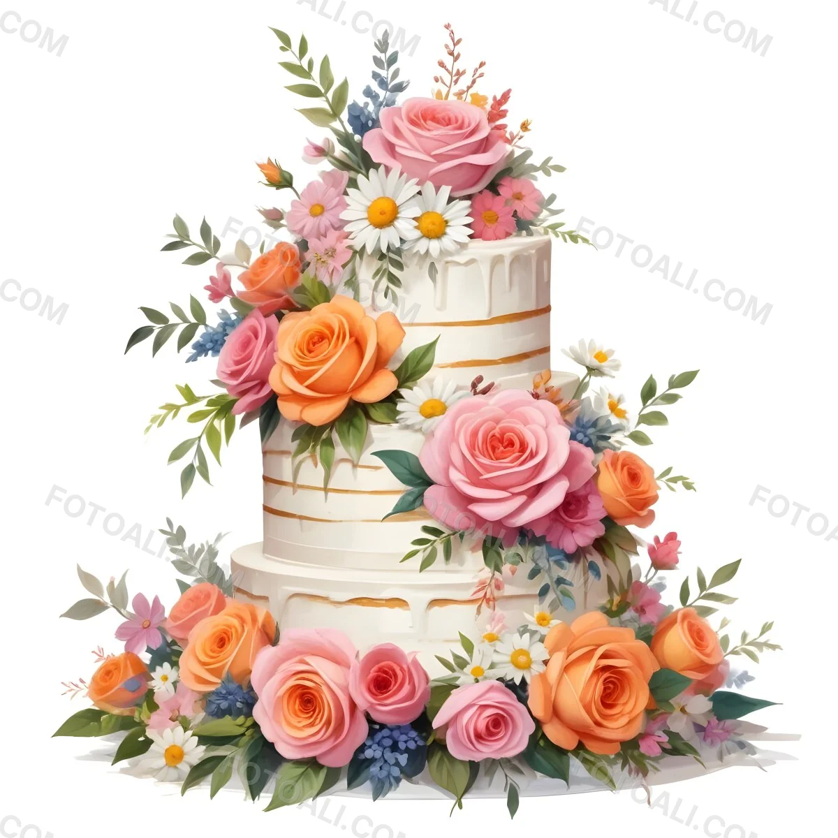A Beautiful Multi Tiered Wedding Cake Decorated With An Assortment Of Pink Flowers Including Roses And Other Floral Elements 14 0eda