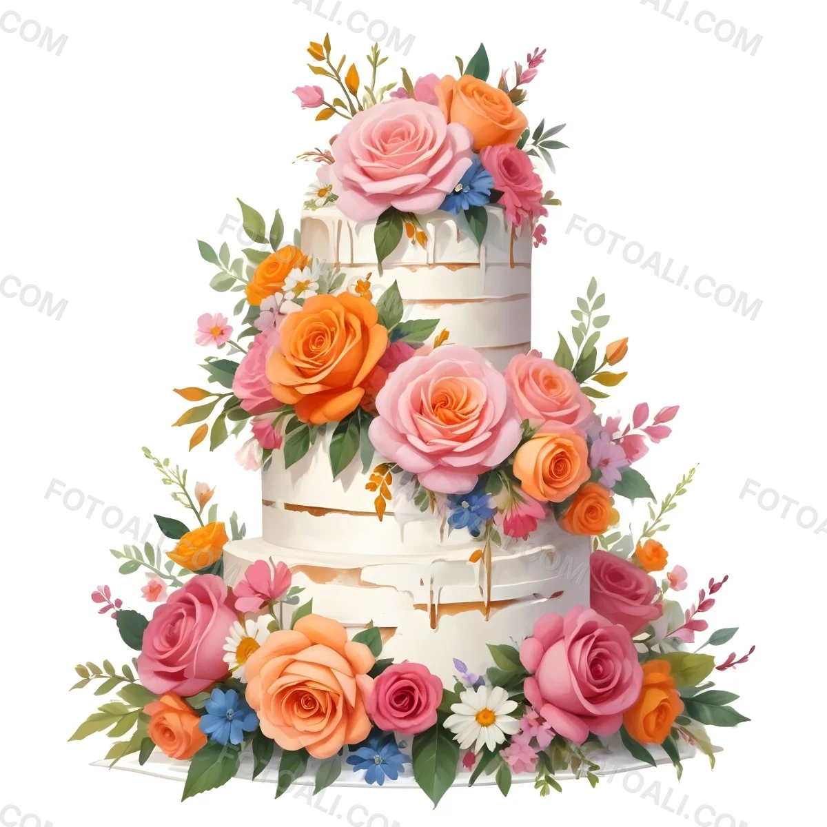 A Beautiful Multi Tiered Wedding Cake Decorated With An Assortment Of Pink Flowers Including Roses And Other Floral Elements 59 C3d2