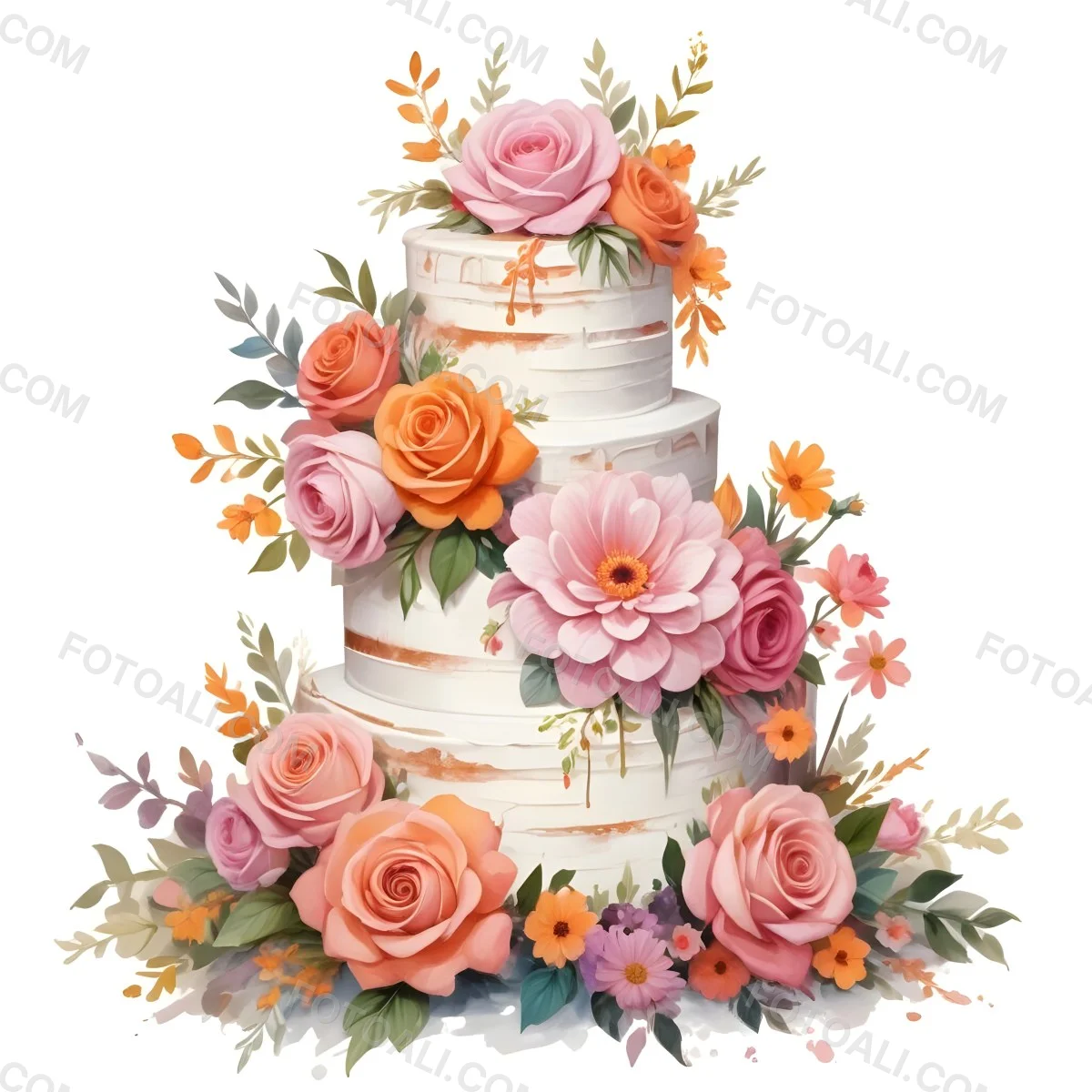 A Beautiful Multi Tiered Wedding Cake Decorated With An Assortment Of Pink Flowers Including Roses And Other Floral Elements 68 F8b4