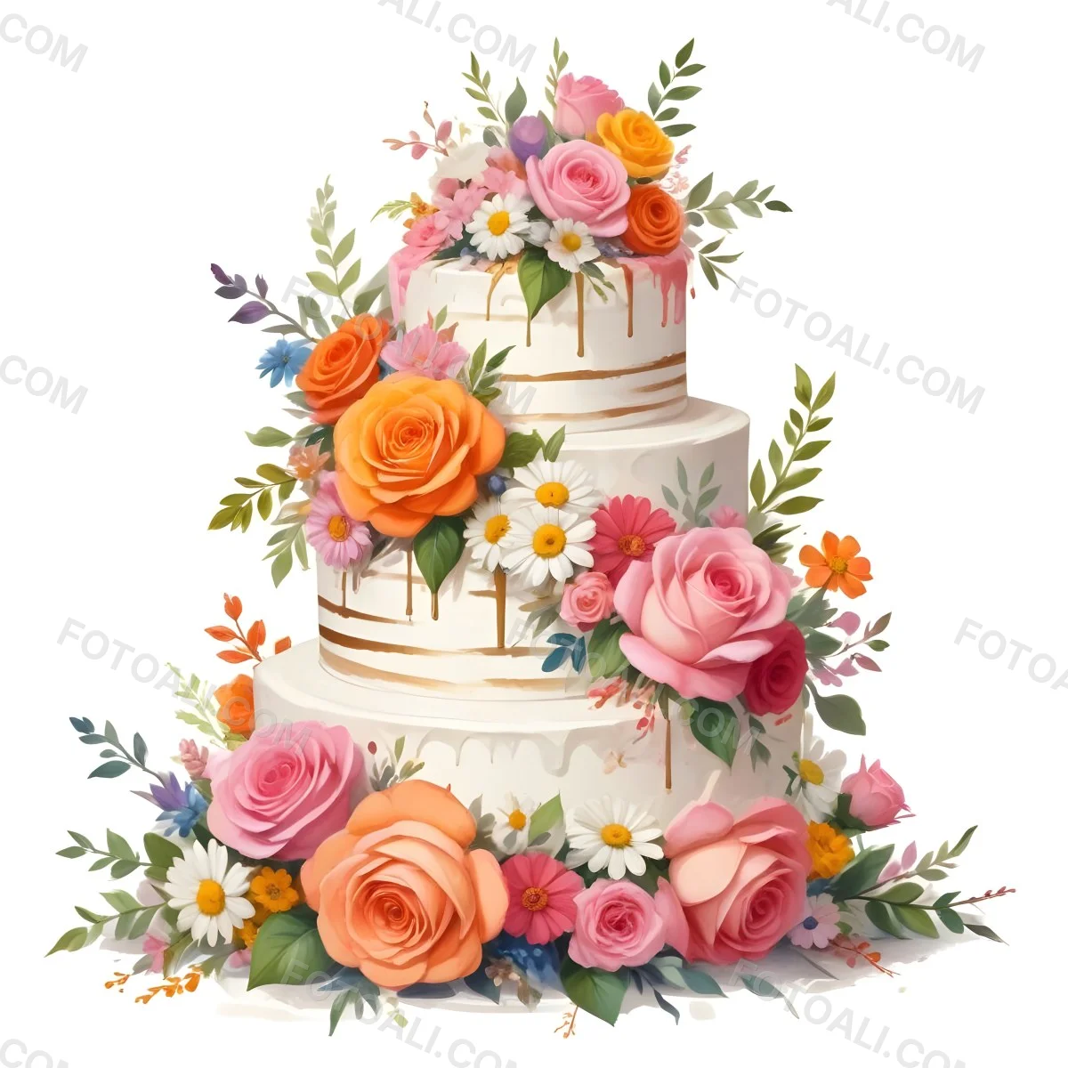 A Beautiful Multi Tiered Wedding Cake Decorated With An Assortment Of Pink Flowers Including Roses And Other Floral Elements 72 9a08