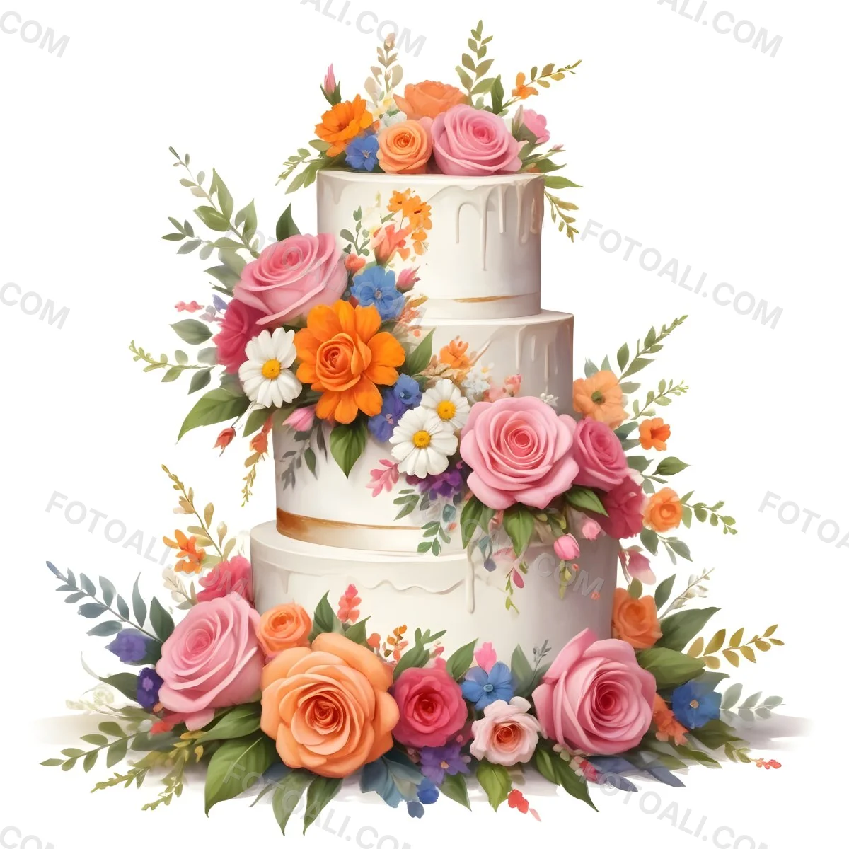 A Beautiful Multi Tiered Wedding Cake Decorated With An Assortment Of Pink Flowers Including Roses And Other Floral Elements 74 5b64