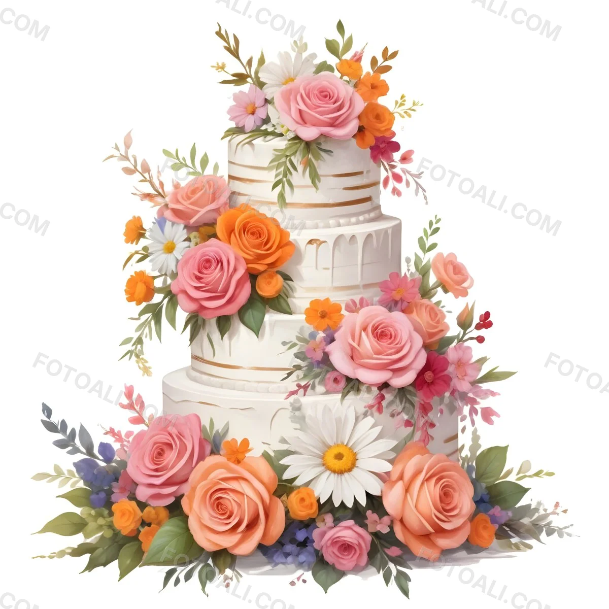 A Beautiful Multi Tiered Wedding Cake Decorated With An Assortment Of Pink Flowers Including Roses And Other Floral Elements 76 9ea0