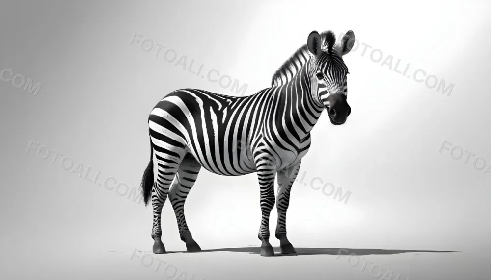 A Black And White Zebra Standing Against A Plain Background 8 8ff1