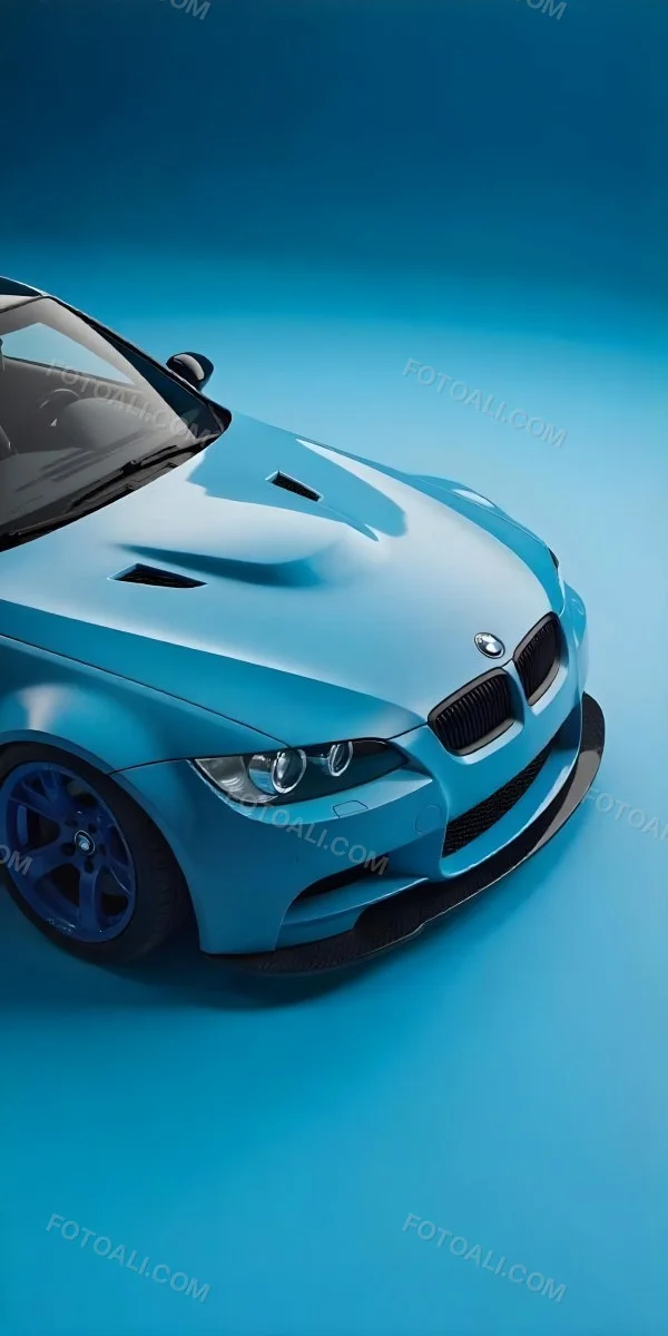 A Black Bmw M3 E92 With A Wide Body Kit Blue Rims And A Carbon Fiber Front Lip Studio Background 14 9444 4154