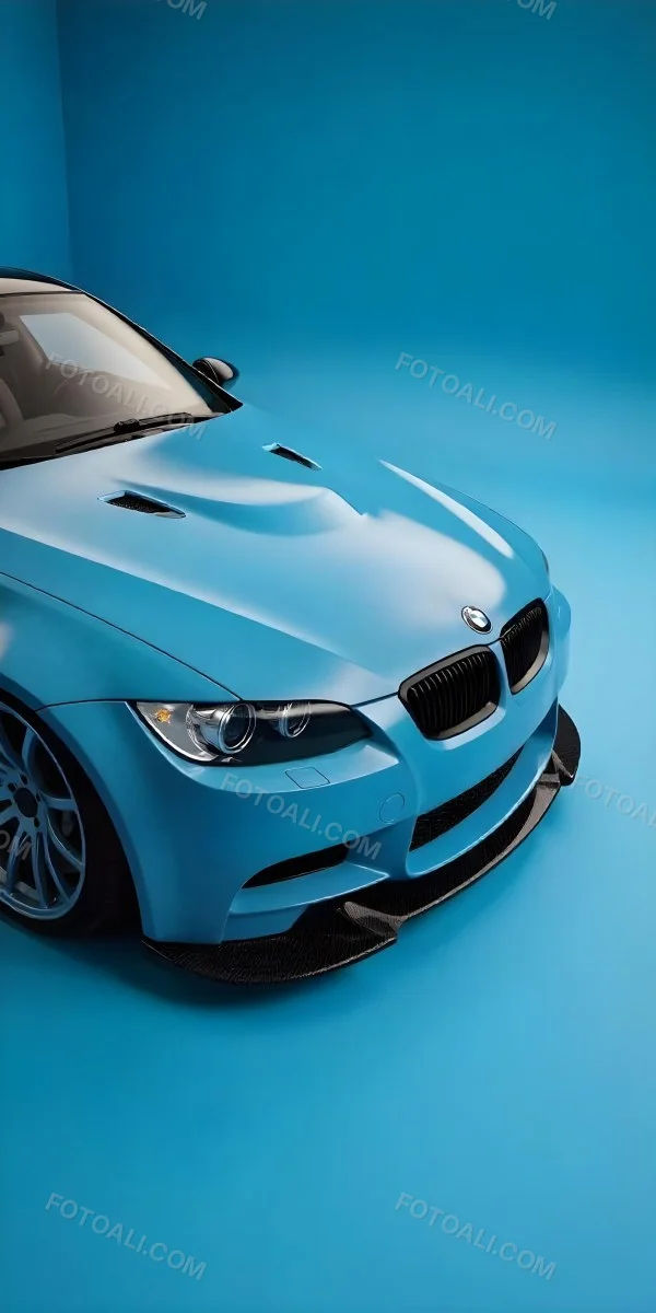 A Black Bmw M3 E92 With A Wide Body Kit Blue Rims And A Carbon Fiber Front Lip Studio Background 31 7713