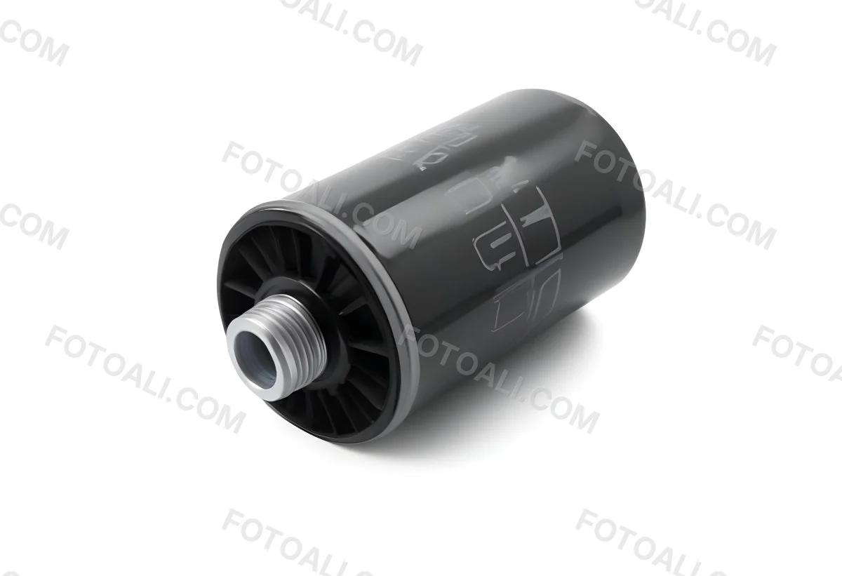 A Black Oil Filter With A Black Threaded Insert Lying On A Black Surface With A Slight Shadow Showcasing Its Cylindrical Shape And Construction 15 Cbc3