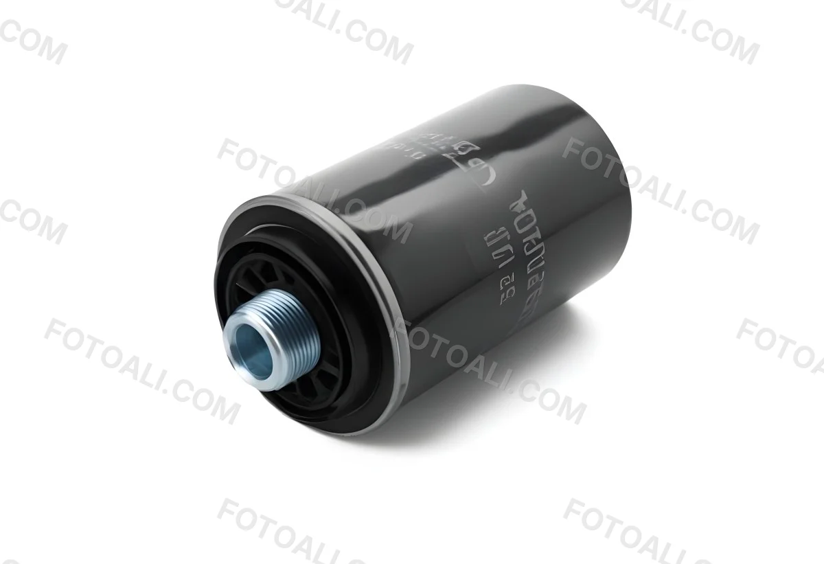 A Black Oil Filter With A Black Threaded Insert Lying On A Black Surface With A Slight Shadow Showcasing Its Cylindrical Shape And Construction 2 8381