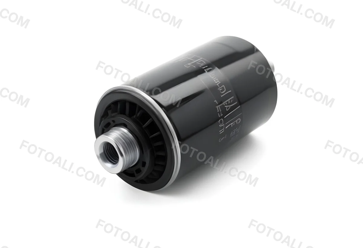 A Black Oil Filter With A Black Threaded Insert Lying On A Black Surface With A Slight Shadow Showcasing Its Cylindrical Shape And Construction 20 70fd