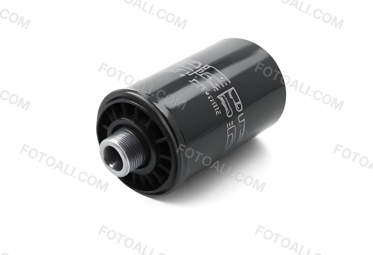 A Black Oil Filter With A Black Threaded Insert Lying On A Black Surface With A Slight Shadow Showcasing Its Cylindrical Shape And Construction 26 1f49