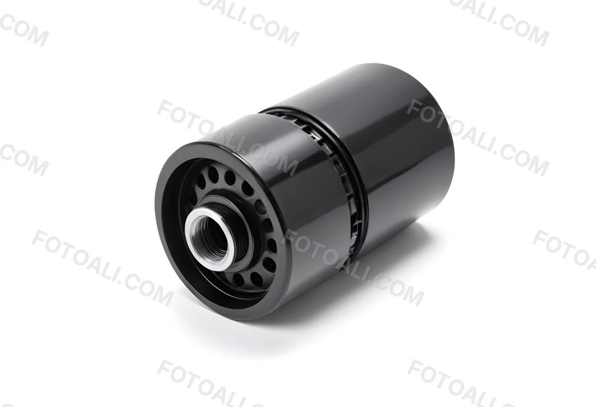 A Black Oil Filter With A Black Threaded Insert Lying On A Black Surface With A Slight Shadow Showcasing Its Cylindrical Shape And Construction 5 C513