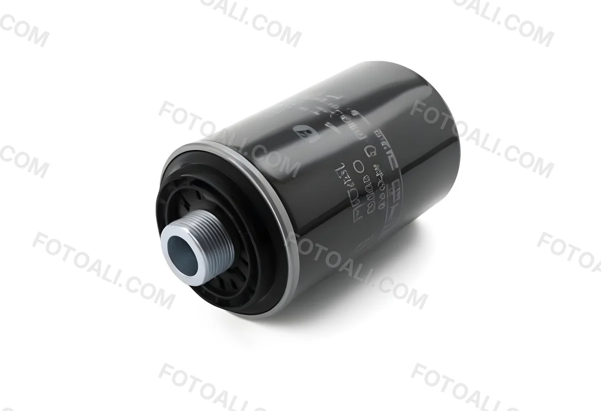 A Black Oil Filter With A Black Threaded Insert Lying On A Black Surface With A Slight Shadow Showcasing Its Cylindrical Shape And Construction 8 9dc8