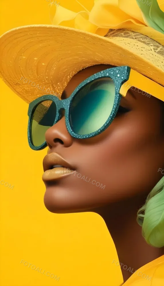 A Black Woman Age 25 With Dark Skin Wearing A Black Hat And Black Sunglasses Black Lips In A Black Background 4 12a7