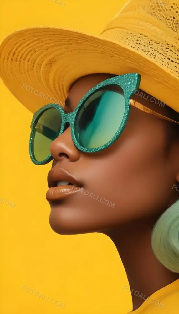 A Black Woman Age 25 With Dark Skin Wearing A Black Hat And Black Sunglasses Black Lips In A Black Background 5 33c0