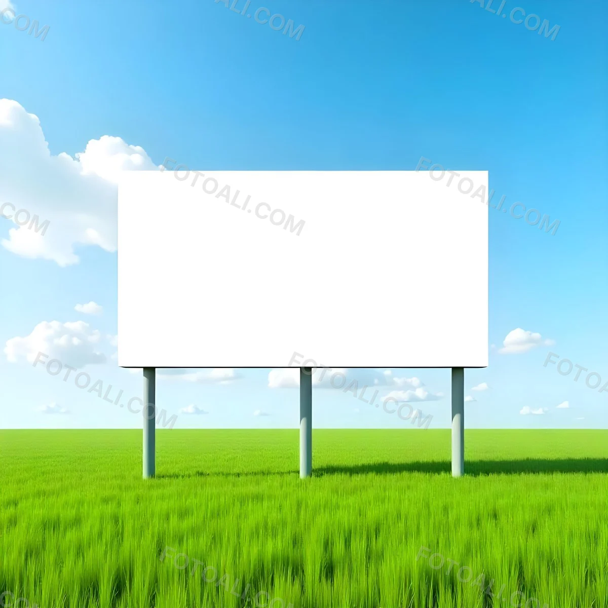 A Blank Billboard In A Green Field With A Blue Sky And White Clouds The Billboard Is White And Rectangular The Field Is Green And Grassy 33 2103