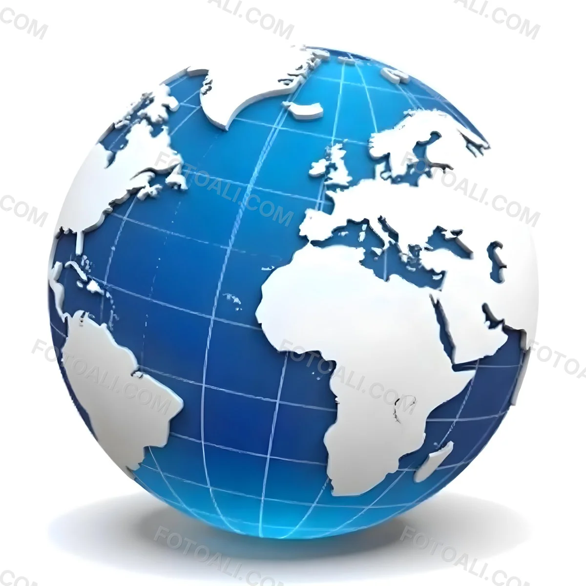 A Blue And White Globe With Visible Continents Including Africa Europe And Parts Of Asia Set Against A Plain White Background 6 D198