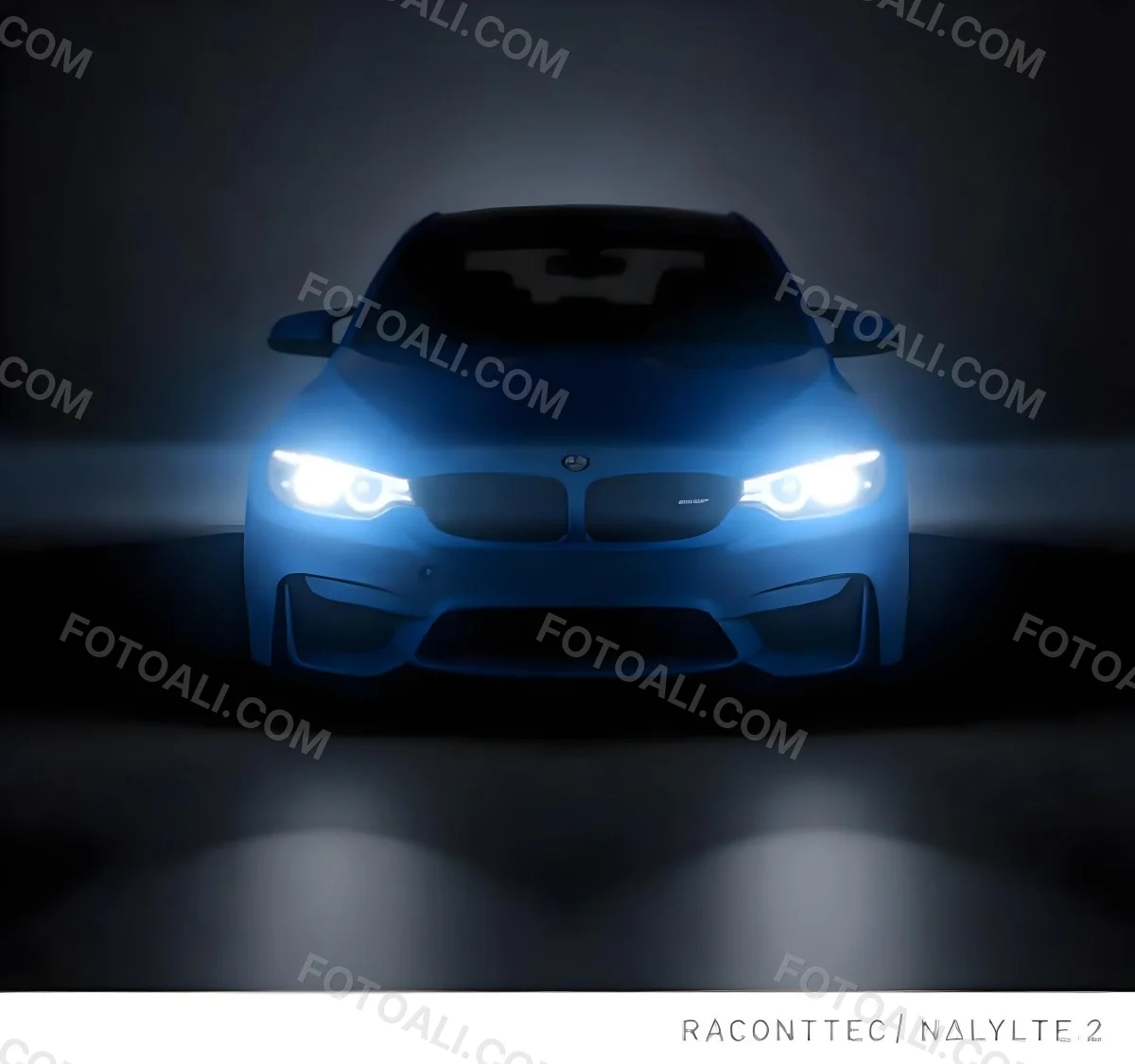 A Blue Car With Its Headlights On In A Dark Background The Headlights Are Bright And Blue The Car Is Facing Forward 10 9c15