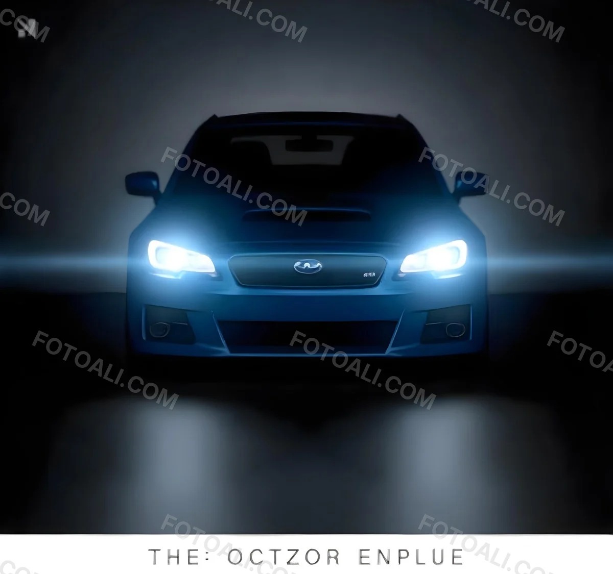 A Blue Car With Its Headlights On In A Dark Background The Headlights Are Bright And Blue The Car Is Facing Forward 31 F632