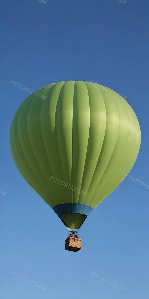 A Blue Hot Air Balloon With A Blue Base Against A Clear Blue Sky The Balloon Is Brightly Lit And Appears To Be Floating 18 Afce