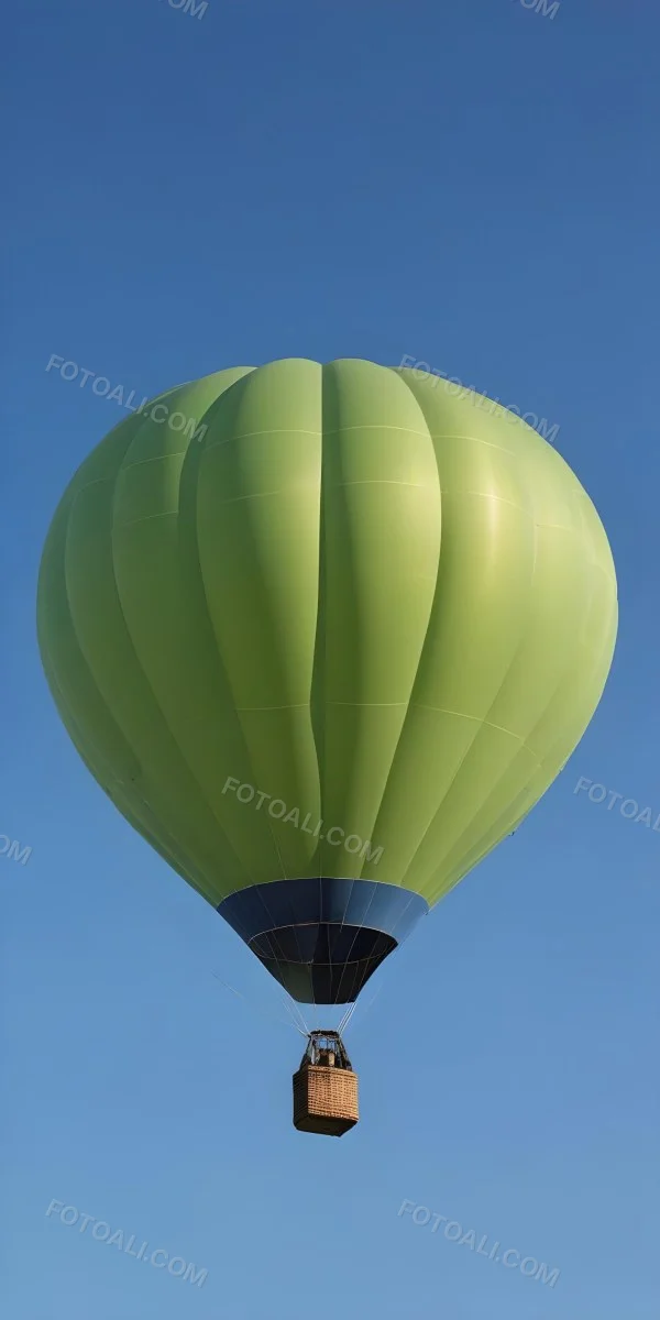 A Blue Hot Air Balloon With A Blue Base Against A Clear Blue Sky The Balloon Is Brightly Lit And Appears To Be Floating 4 Be19
