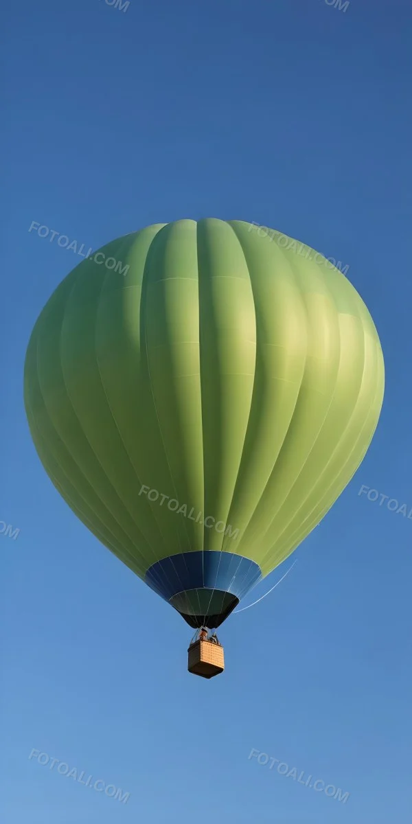 A Blue Hot Air Balloon With A Blue Base Against A Clear Blue Sky The Balloon Is Brightly Lit And Appears To Be Floating 7 413f