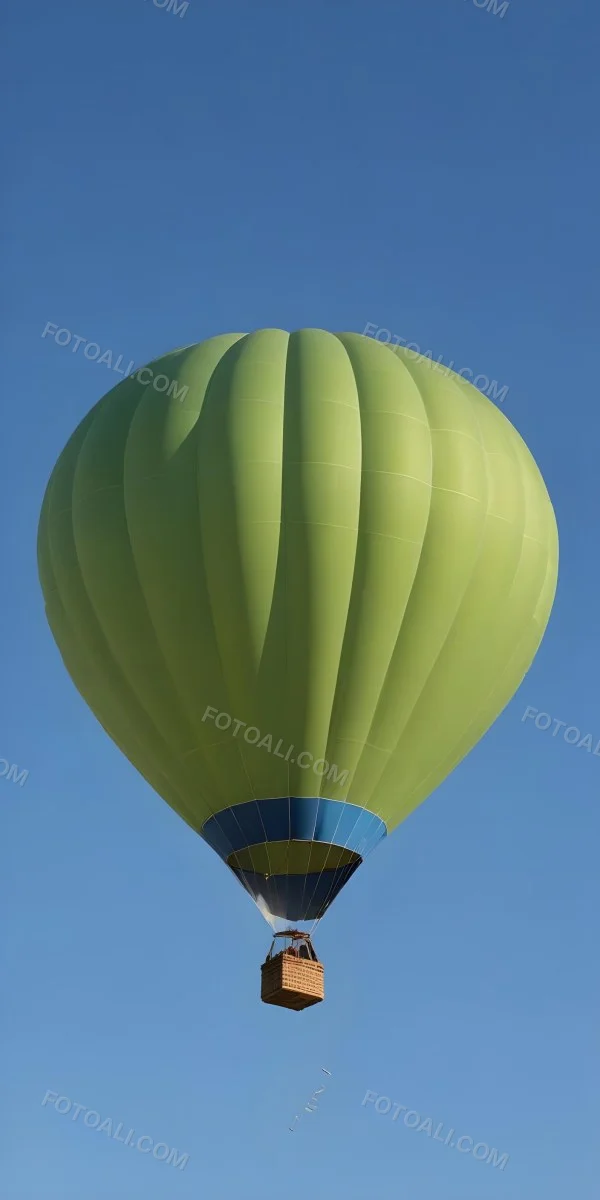 A Blue Hot Air Balloon With A Blue Base Against A Clear Blue Sky The Balloon Is Brightly Lit And Appears To Be Floating 8 2d3c