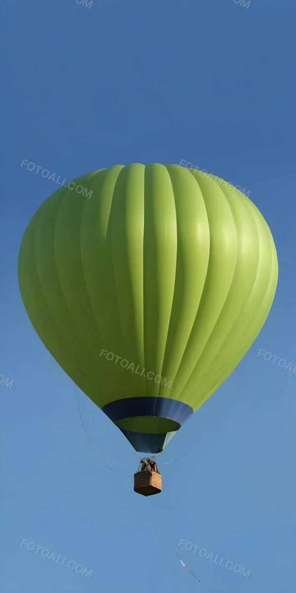 A Blue Hot Air Balloon With A Blue Base Against A Clear Blue Sky The Balloon Is Brightly Lit And Appears To Be Floating 9 247c