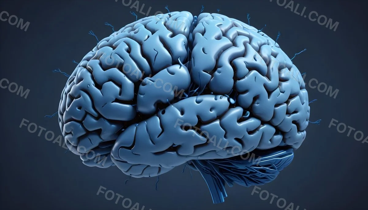A Blue Human Brain With Dark Connections Representing Neural Networks And Cognitive Function On A Dark Blue Background 22 87dc