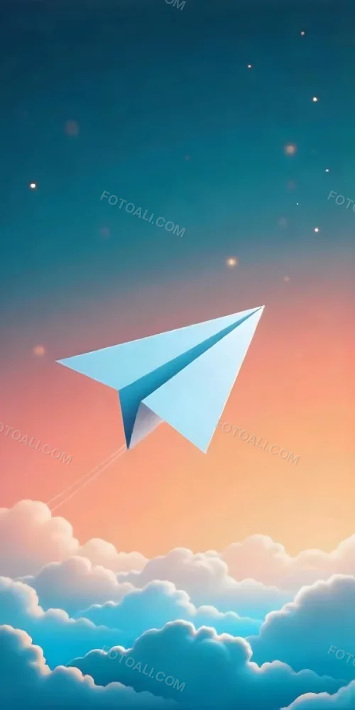 A Blue Paper Airplane Flying In The Air Blue And Orange Gradient Background 18 794b
