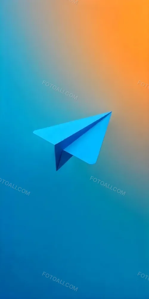 A Blue Paper Airplane Flying In The Air Blue And Orange Gradient Background 24 A8b7