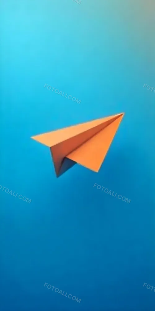 A Blue Paper Airplane Flying In The Air Blue And Orange Gradient Background 27 64ed