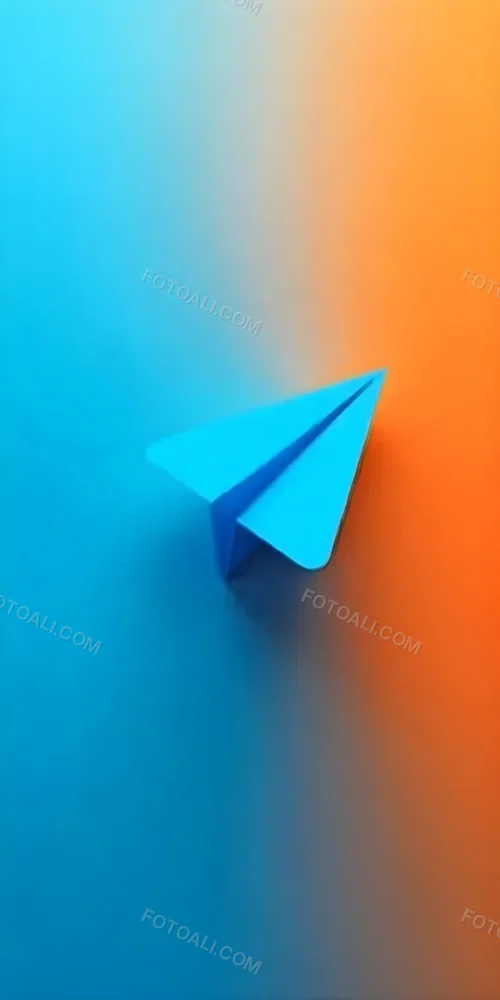 A Blue Paper Airplane Flying In The Air Blue And Orange Gradient Background 31 6c7d