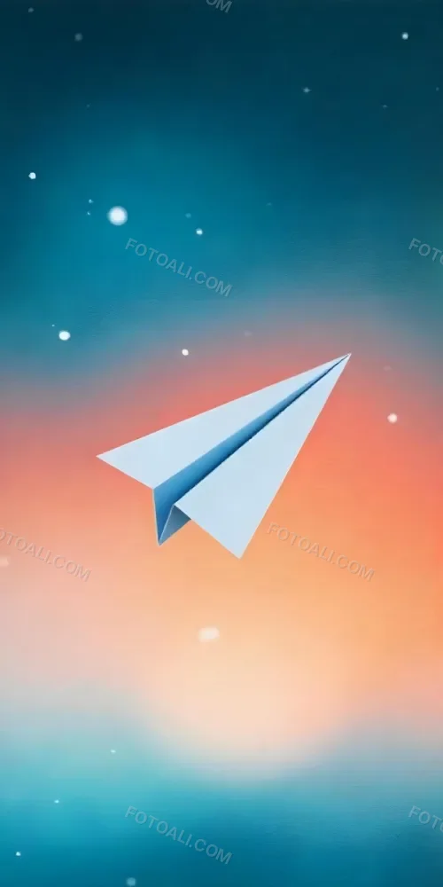 A Blue Paper Airplane Flying In The Air Blue And Orange Gradient Background 5 6e78