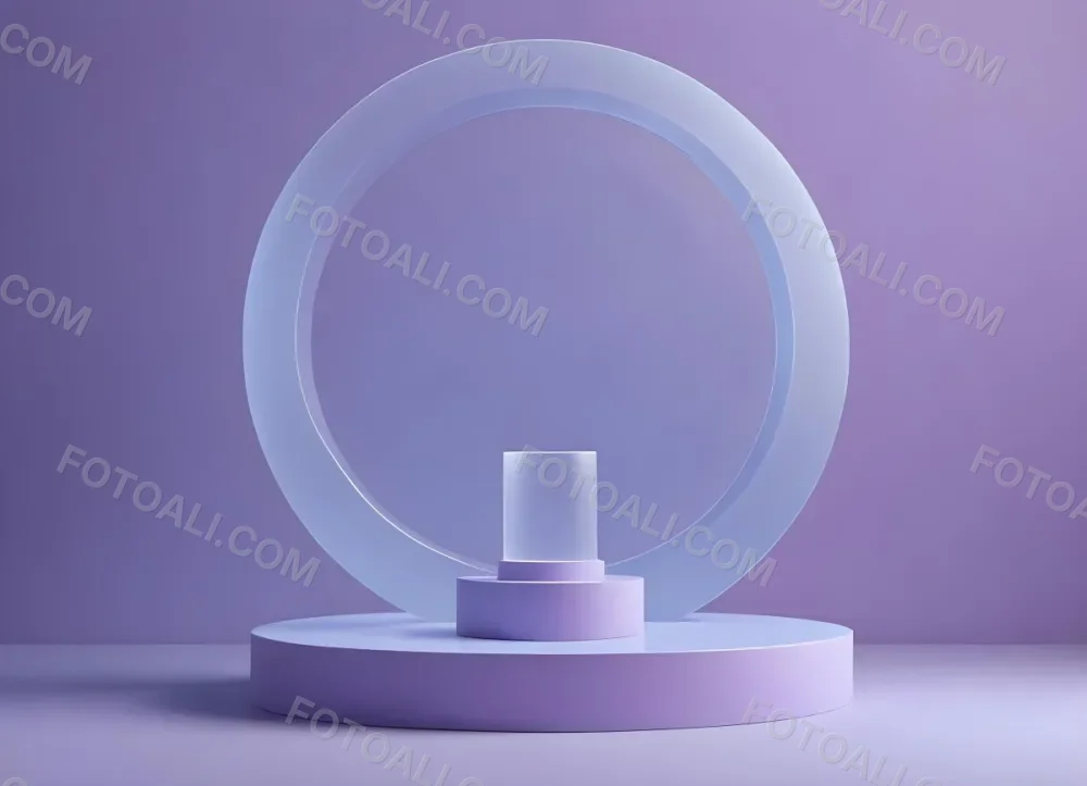 A Blue Podium With A Frosted Glass Circle In Front Of A Light Purple Background Product Display Minimalist Design Soft Lighting Elegant Presentation 9 B2bf