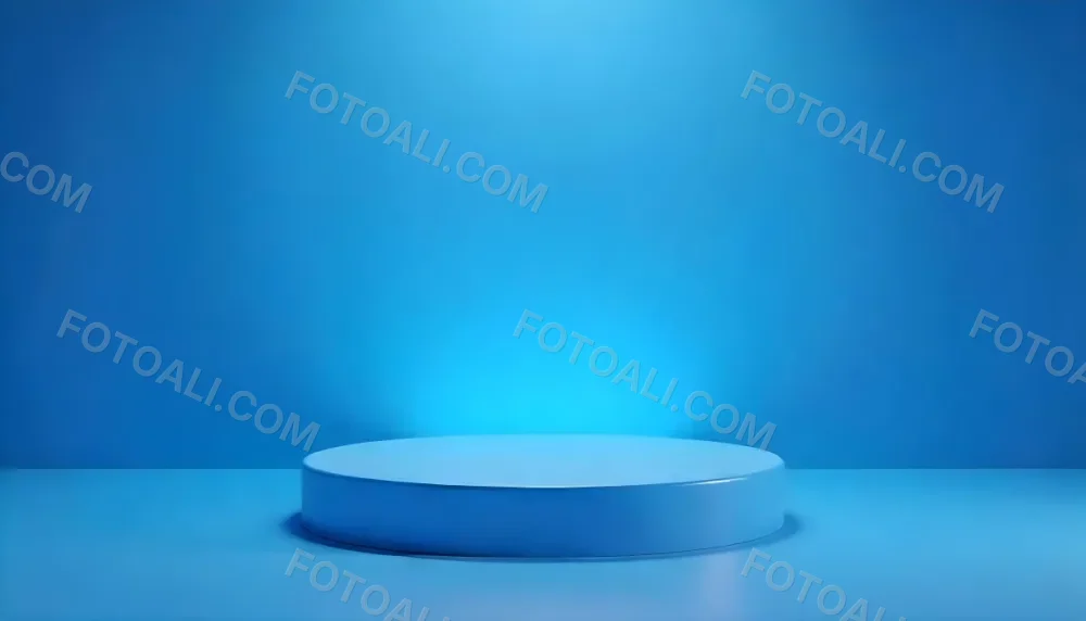 A Blue Podium With A Neon Light On A Blue Background Product Display Presentation Platform Studio Shot Minimalist Design Modern Aesthetic Clean Lines 21 51f7