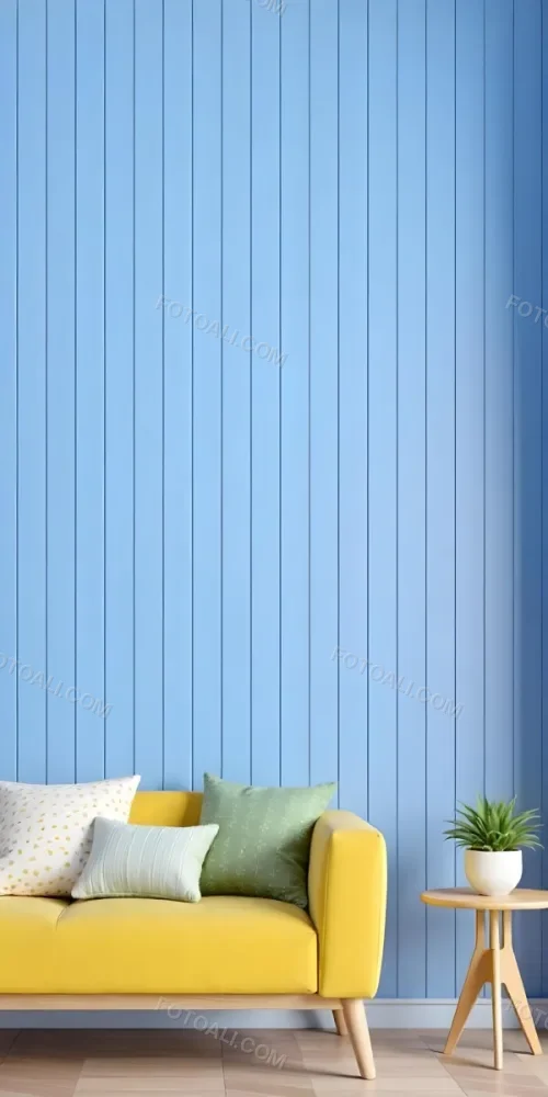 A Blue Wooden Wall With Vertical Planks A Cushions In The Foreground 10 B213