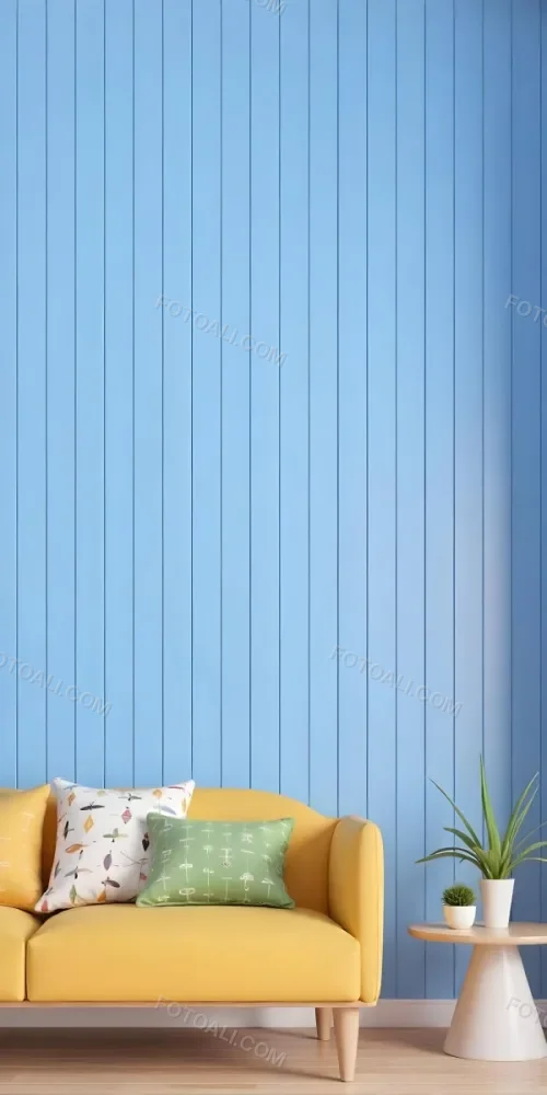 A Blue Wooden Wall With Vertical Planks A Cushions In The Foreground 12 1080