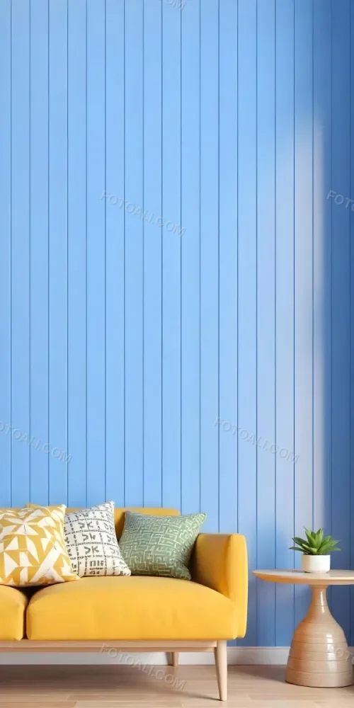 A Blue Wooden Wall With Vertical Planks A Cushions In The Foreground 15 C316