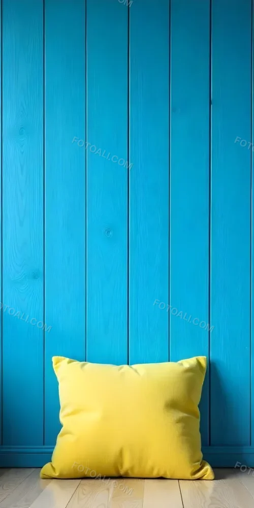 A Blue Wooden Wall With Vertical Planks A Cushions In The Foreground 2 17cc