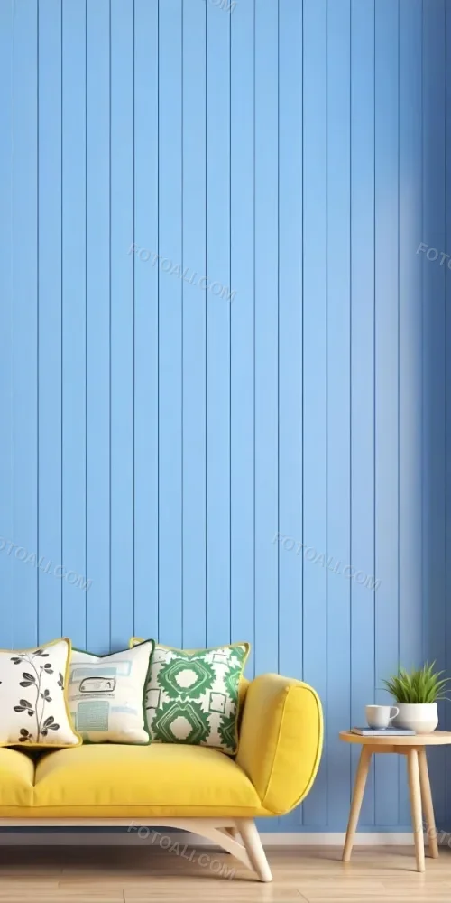 A Blue Wooden Wall With Vertical Planks A Cushions In The Foreground 3 C2b2